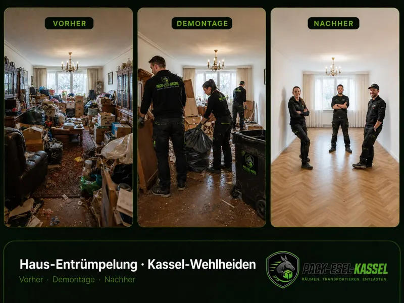 Haus-Entrümpelung Kassel · Vorher · Demontage · Nachher · Beispielbild