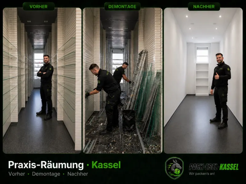 Praxis-Räumung Kassel · Zahnarztpraxis · Vorher · Demontage · Nachher · Beispielbild